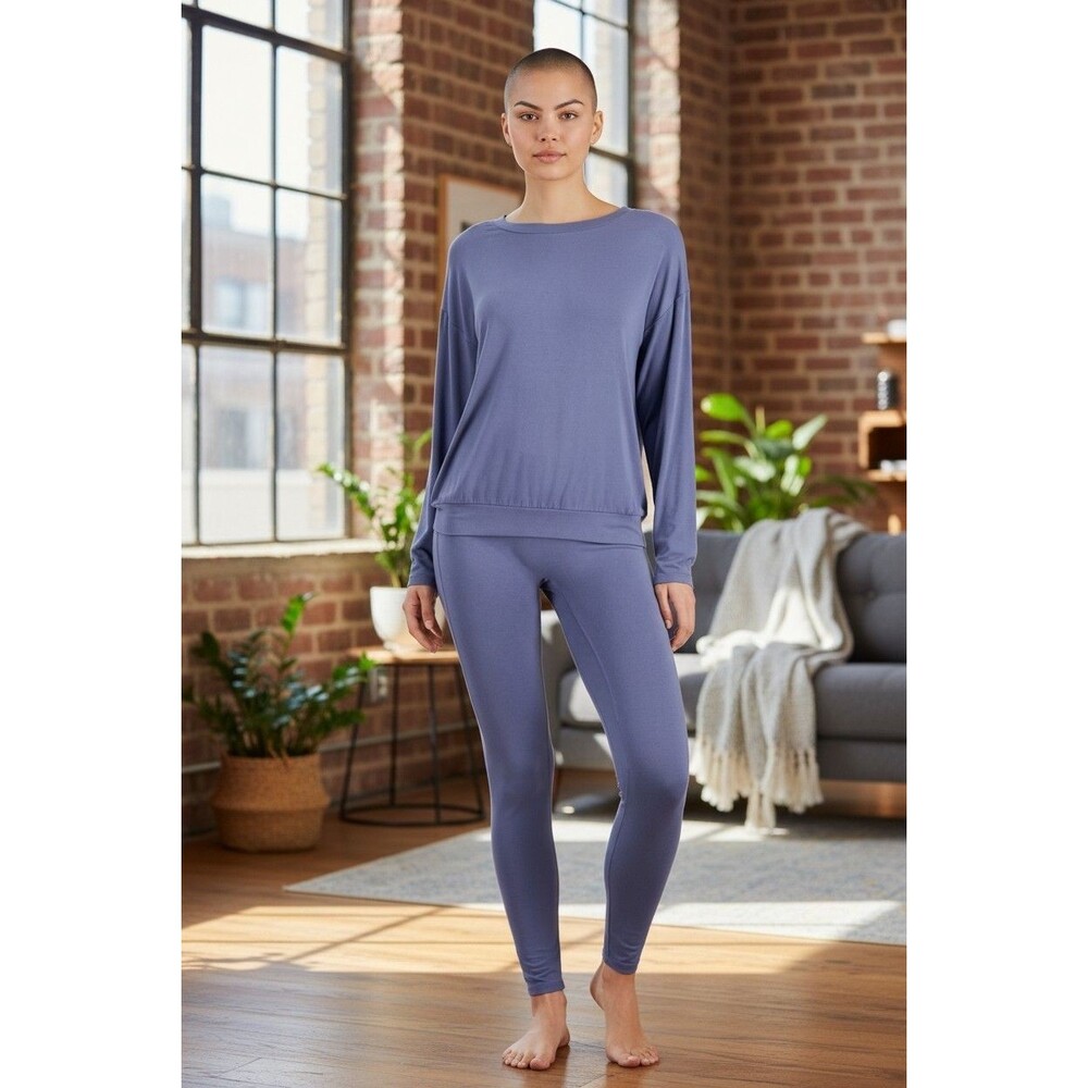 Alfani 2PCS Women Ultra Soft Modal Pajama Set  Leggings  Night Shadow Size XXL